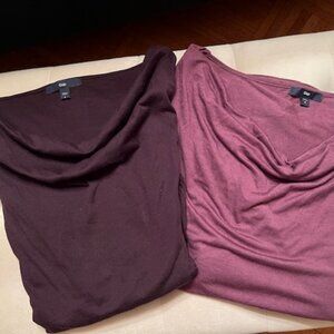 Set of 2 - GAP Drape Neck Line Purple / Lilac Small Tops - Excellent Condition